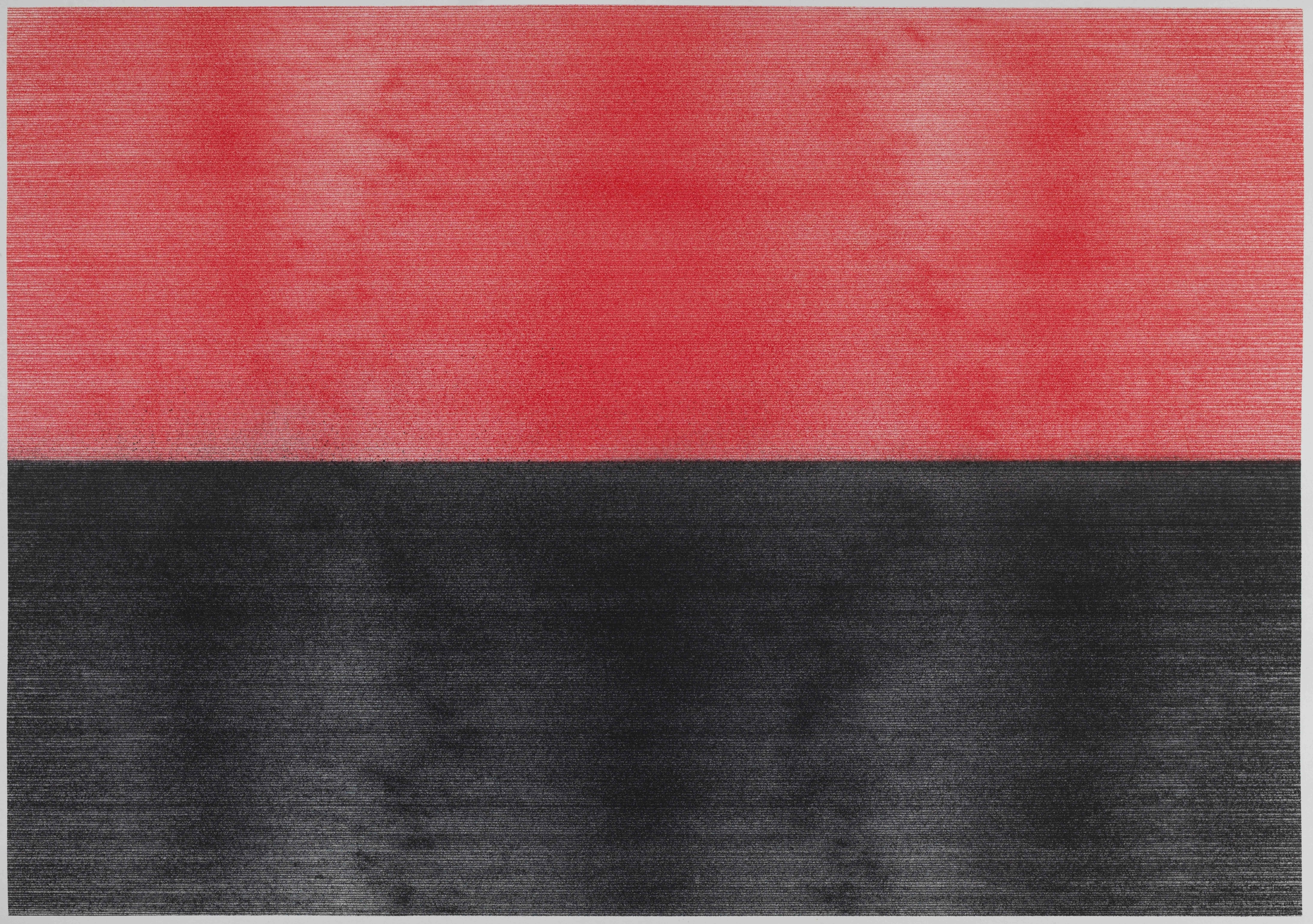 行走的墨线201914 宣纸 矿物质颜料 墨斗线 93x133cm 2019